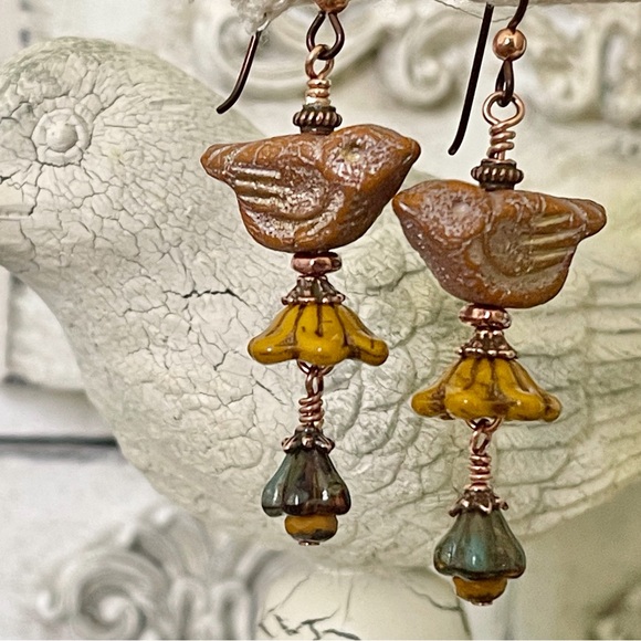 ARTISAN Earrings - “Indian Summer Clay” Dangles - Picture 3 of 8